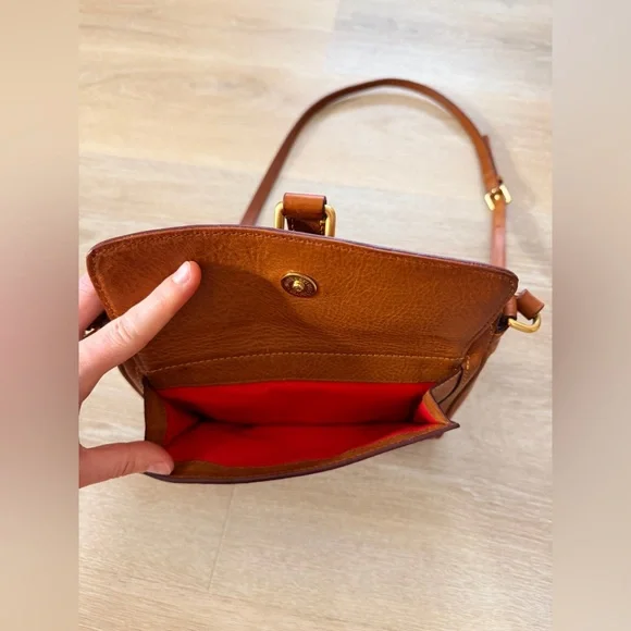 Dooney & Bourke Florentine Leather Crossbody Shoulder Bag Tan Brown Vacchetta - Picture 5 of 14